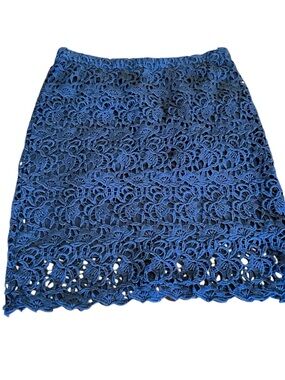 Kenar Navy Blue Lace Straight Skirt Size XS